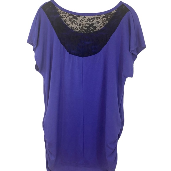 Purple Metallic Butterfly Graphic Top w/ Beaded Detail & Lace Back Women’s Large - Picture 9 of 9